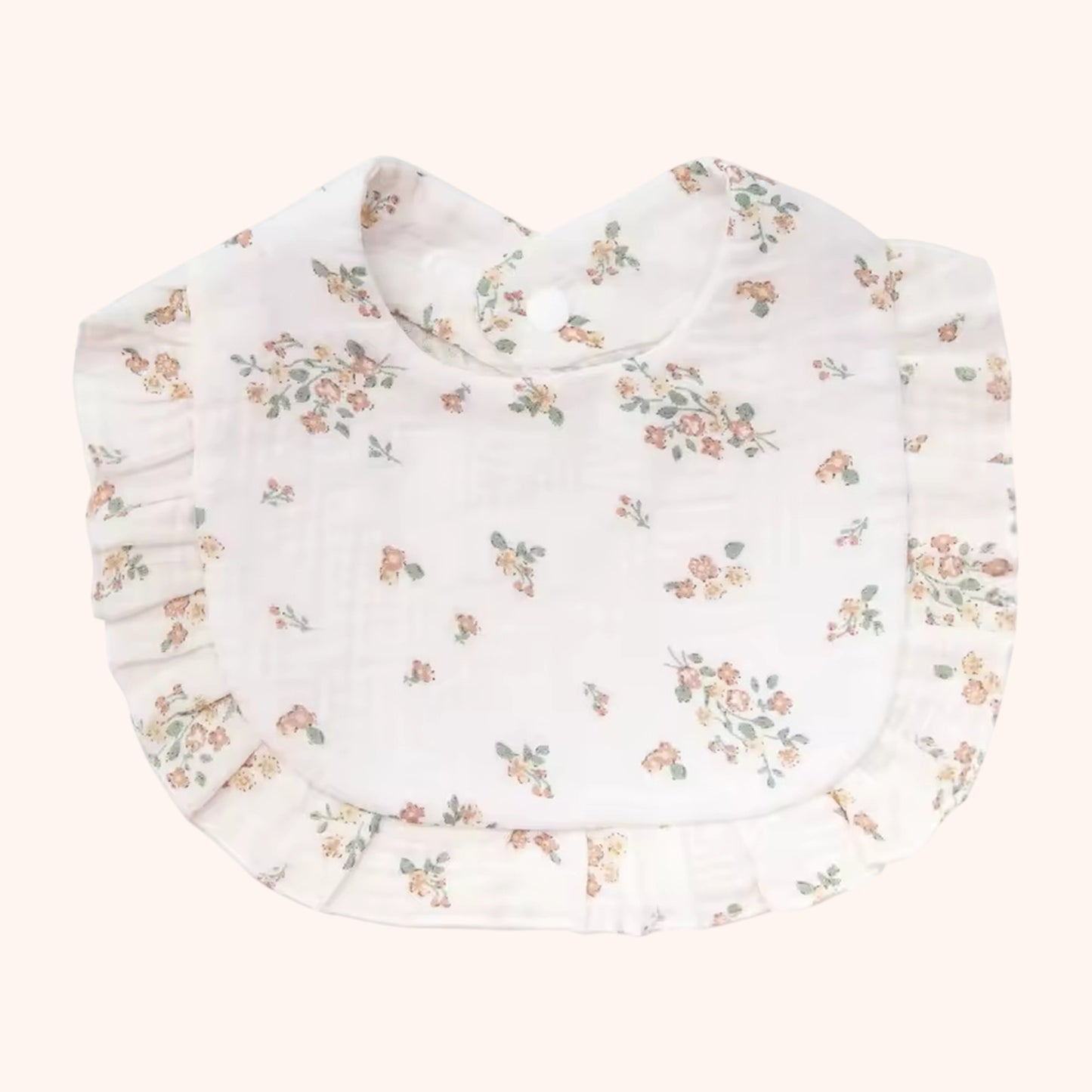 A-Grade Muslin Cotton Flower Bib - Soft Ruffled Burp Cloth - Adjustable Snap Rainbow Saliva Towel for Infants