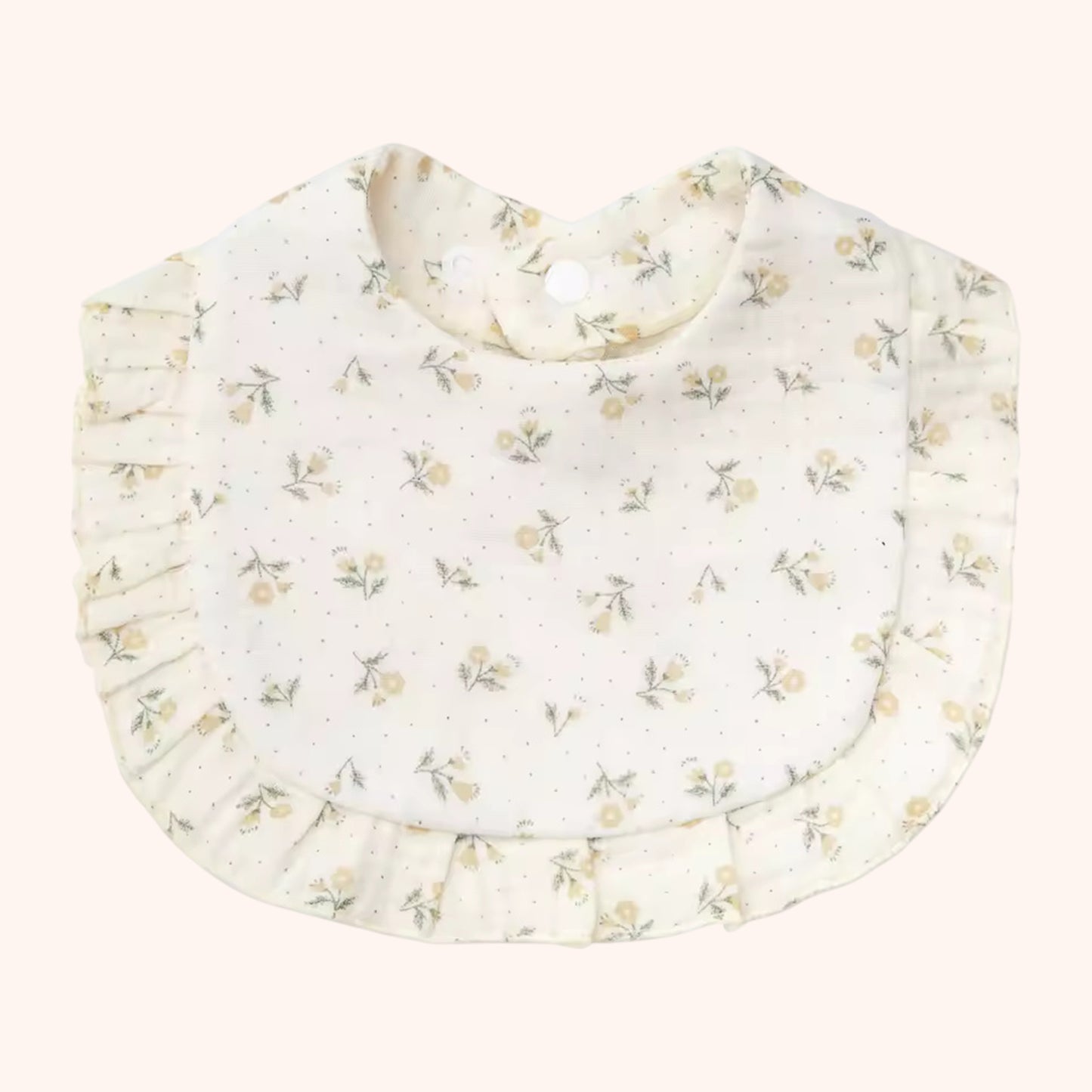 A-Grade Muslin Cotton Flower Bib - Soft Ruffled Burp Cloth - Adjustable Snap Rainbow Saliva Towel for Infants