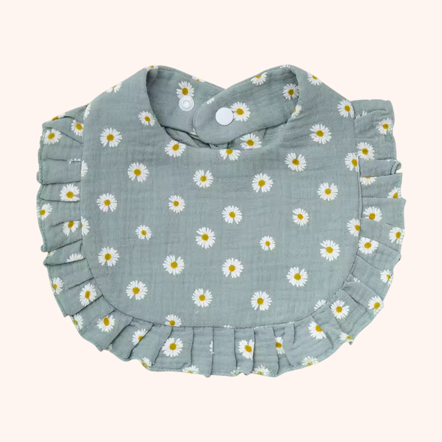 A-Grade Muslin Cotton Flower Bib - Soft Ruffled Burp Cloth - Adjustable Snap Rainbow Saliva Towel for Infants