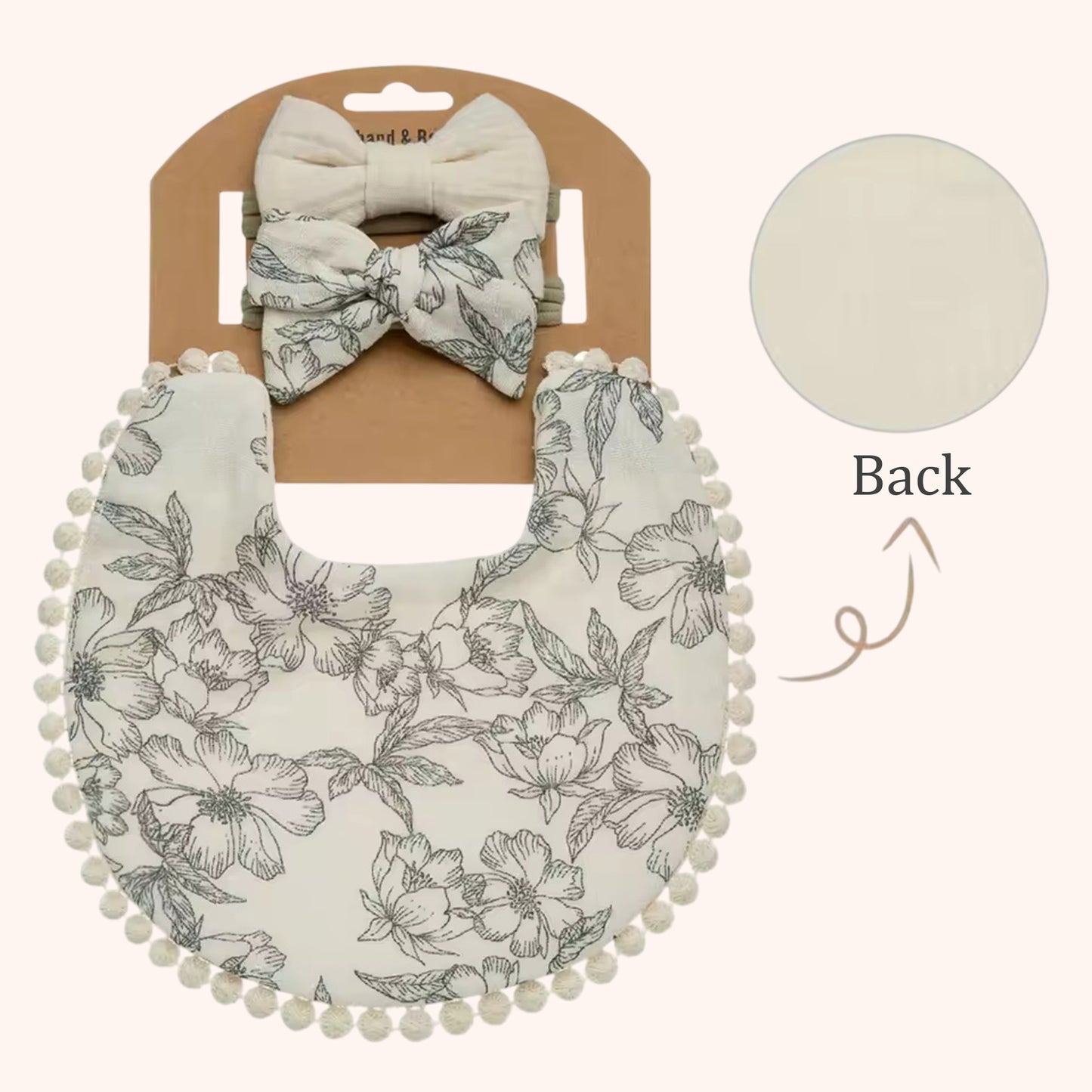 3-in-1 Baby Flower Bib & Headband Set - Elegant Double-Sided Saliva Towel & Bow Hairbands for Babies