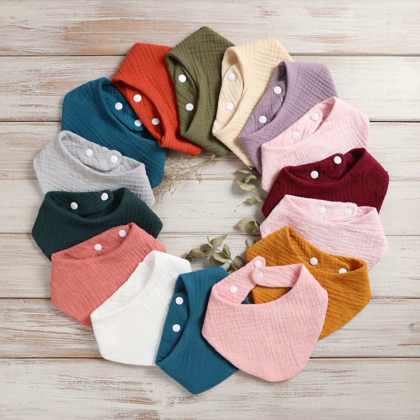 Soft Cotton Baby Bandana Bib - Solid Color Feeding Saliva Towel - Multi-functional Burp Cloth & Scarf for Boys & Girls