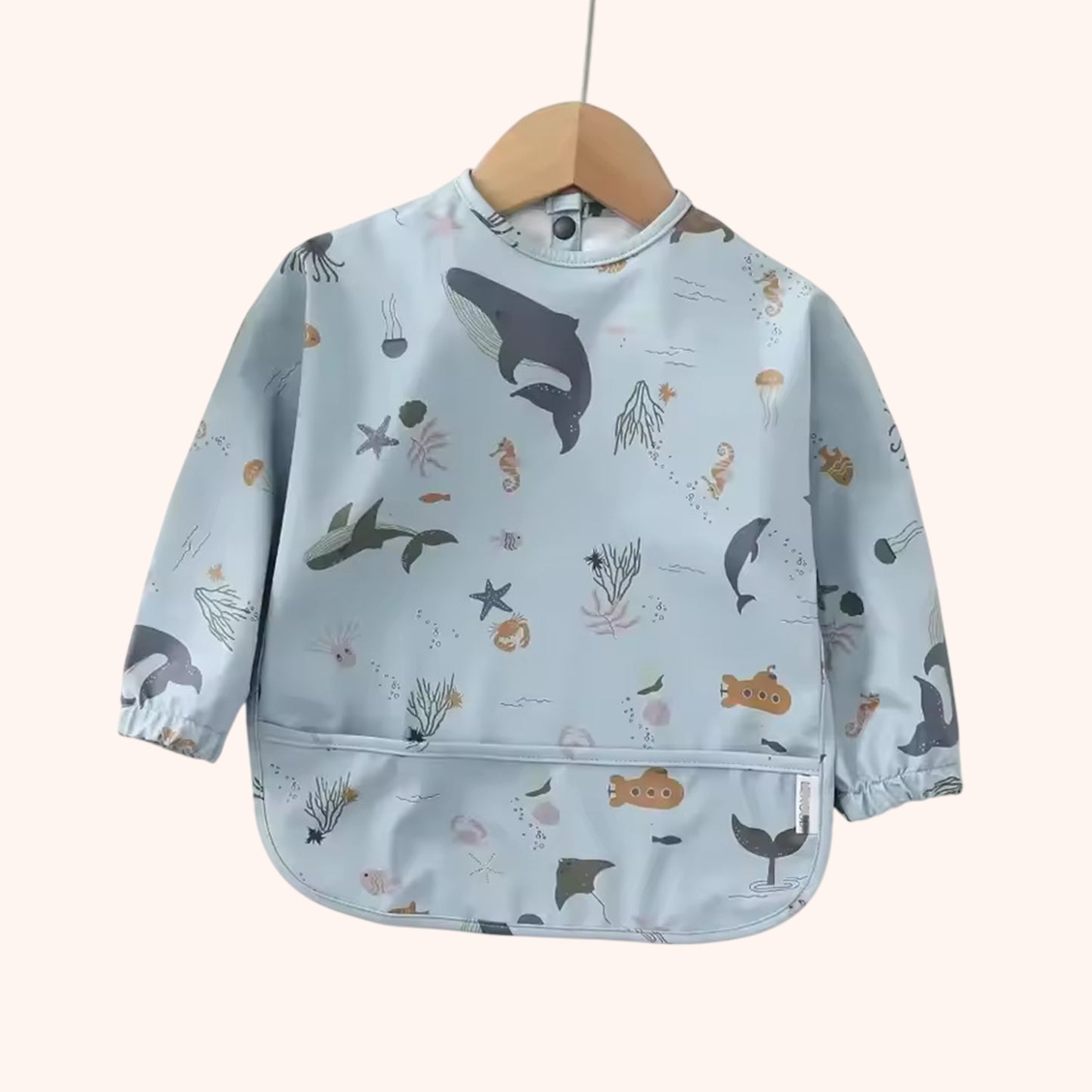 Waterproof Long Sleeve Baby Bib - Adjustable Feeding Smock - Kids Art Painting Apron & Mealtime Feeding Cloth