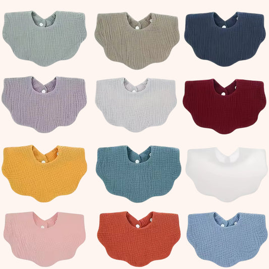 Premium Soft Cotton Baby Bib - Solid Color Bandana Scarf - Absorbent Saliva Towel & Burp Cloth for Newborns & Toddlers