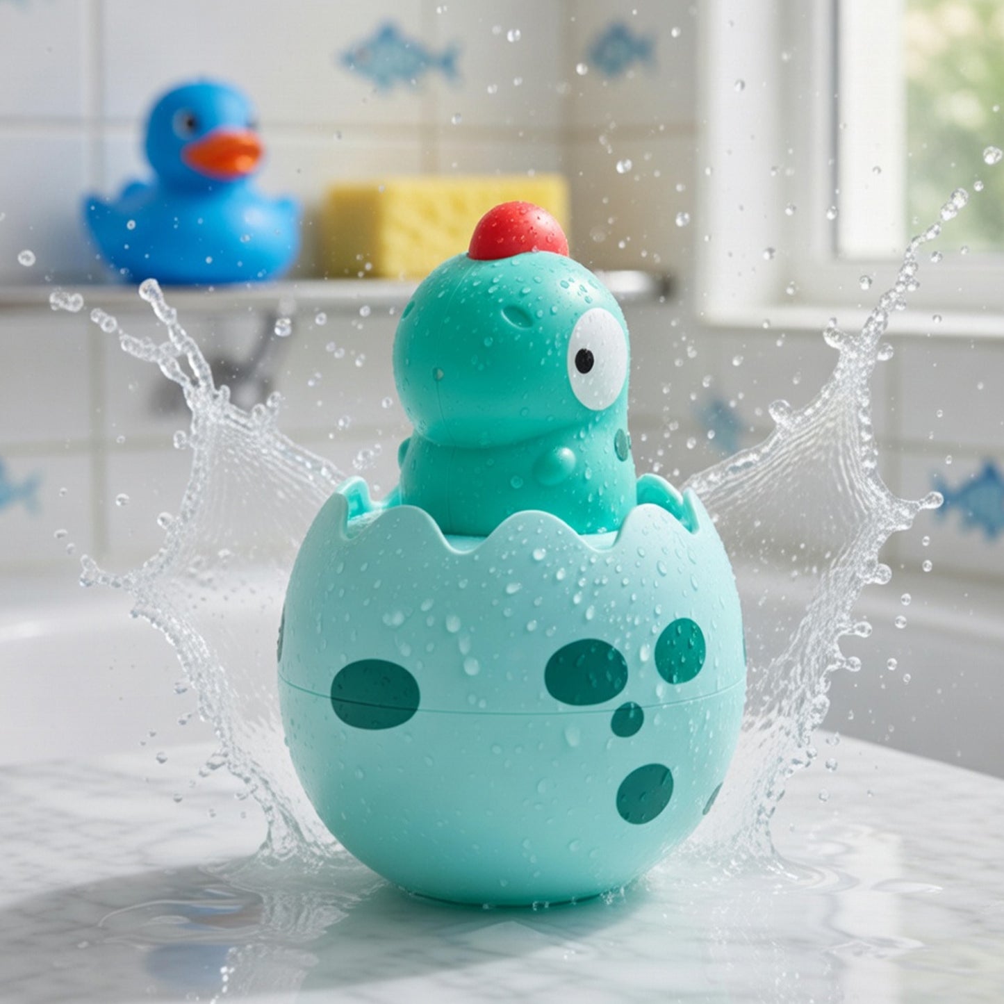 Egg Sprinkler Bath Toy - Water Spraying Duck & Penguin - Fun Floating Shower & Swimming Toy Gift for Boys & Girls