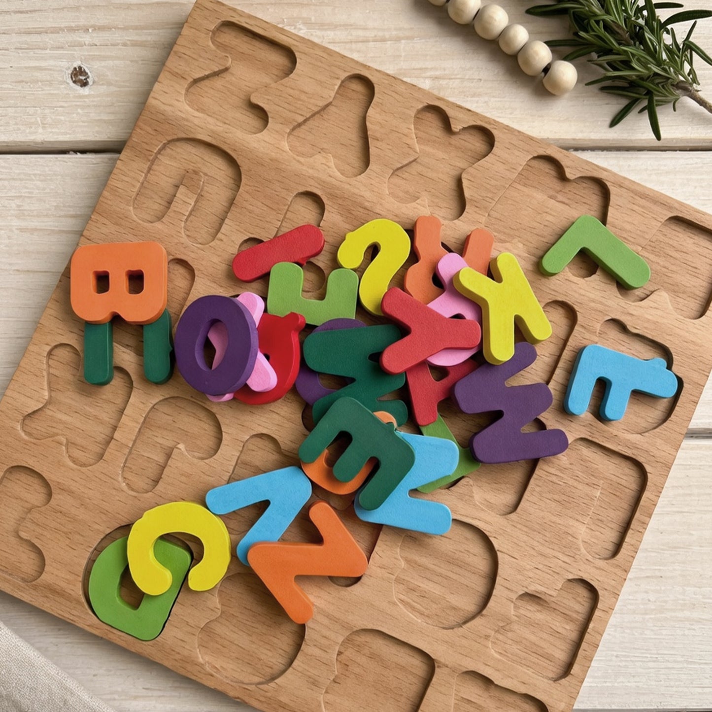 Baby Wooden Puzzles - Alphabet & Number Cognition Learning Board - Early Educational Hand Grab Toys for Toddlers 1-3 Years