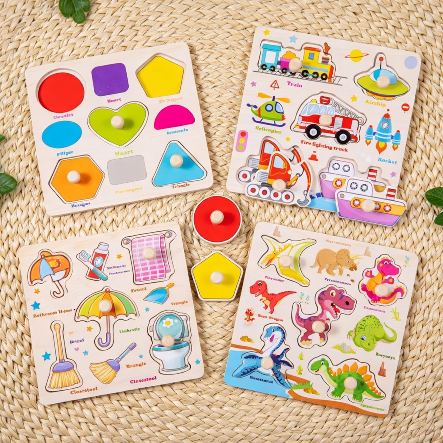Baby Wooden Puzzles - Alphabet & Number Cognition Learning Board - Early Educational Hand Grab Toys for Toddlers 1-3 Years