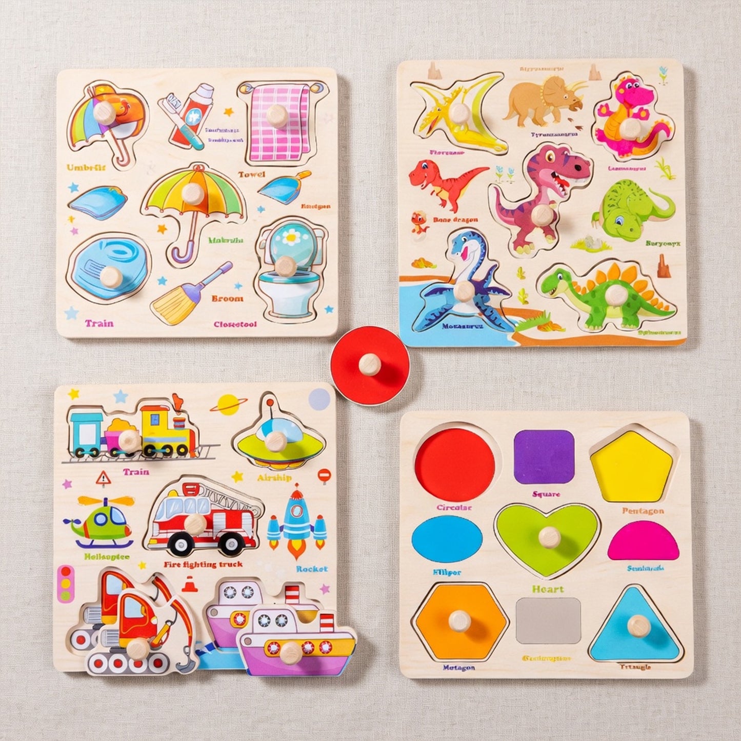 Baby Wooden Puzzles - Alphabet & Number Cognition Learning Board - Early Educational Hand Grab Toys for Toddlers 1-3 Years