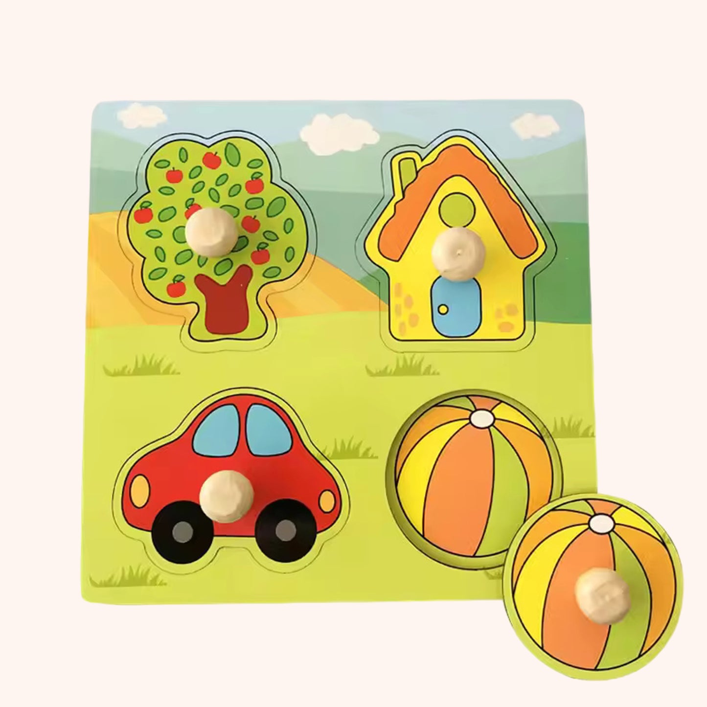 Baby Wooden Puzzles - Alphabet & Number Cognition Learning Board - Early Educational Hand Grab Toys for Toddlers 1-3 Years
