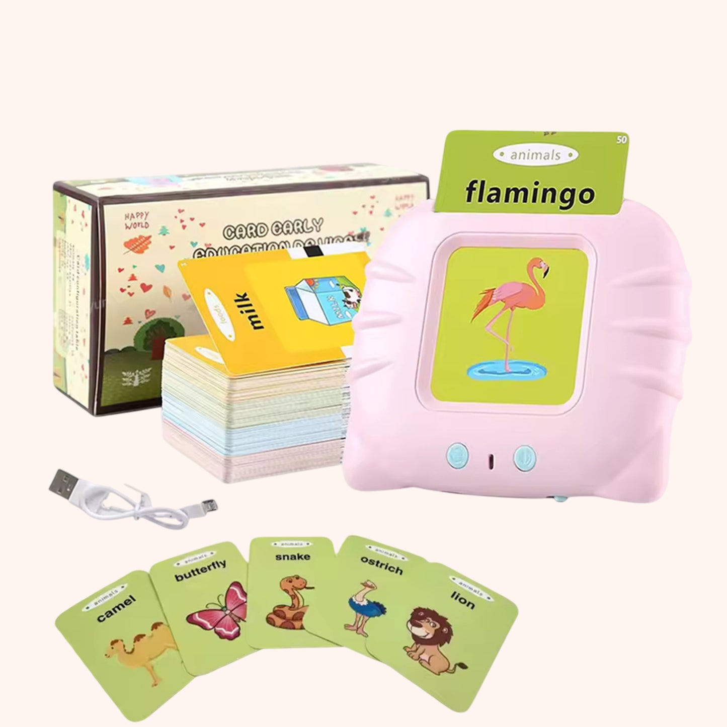 Talking Flash Cards Learning Toy - Audible Preschool English Machine - Educational Audio Vocabulary Gift for Kids