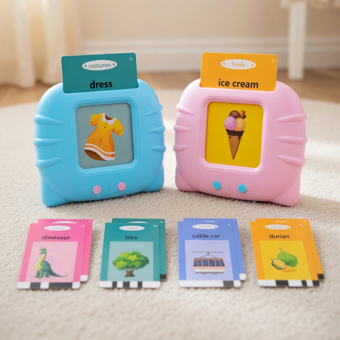 Talking Flash Cards Learning Toy - Audible Preschool English Machine - Educational Audio Vocabulary Gift for Kids