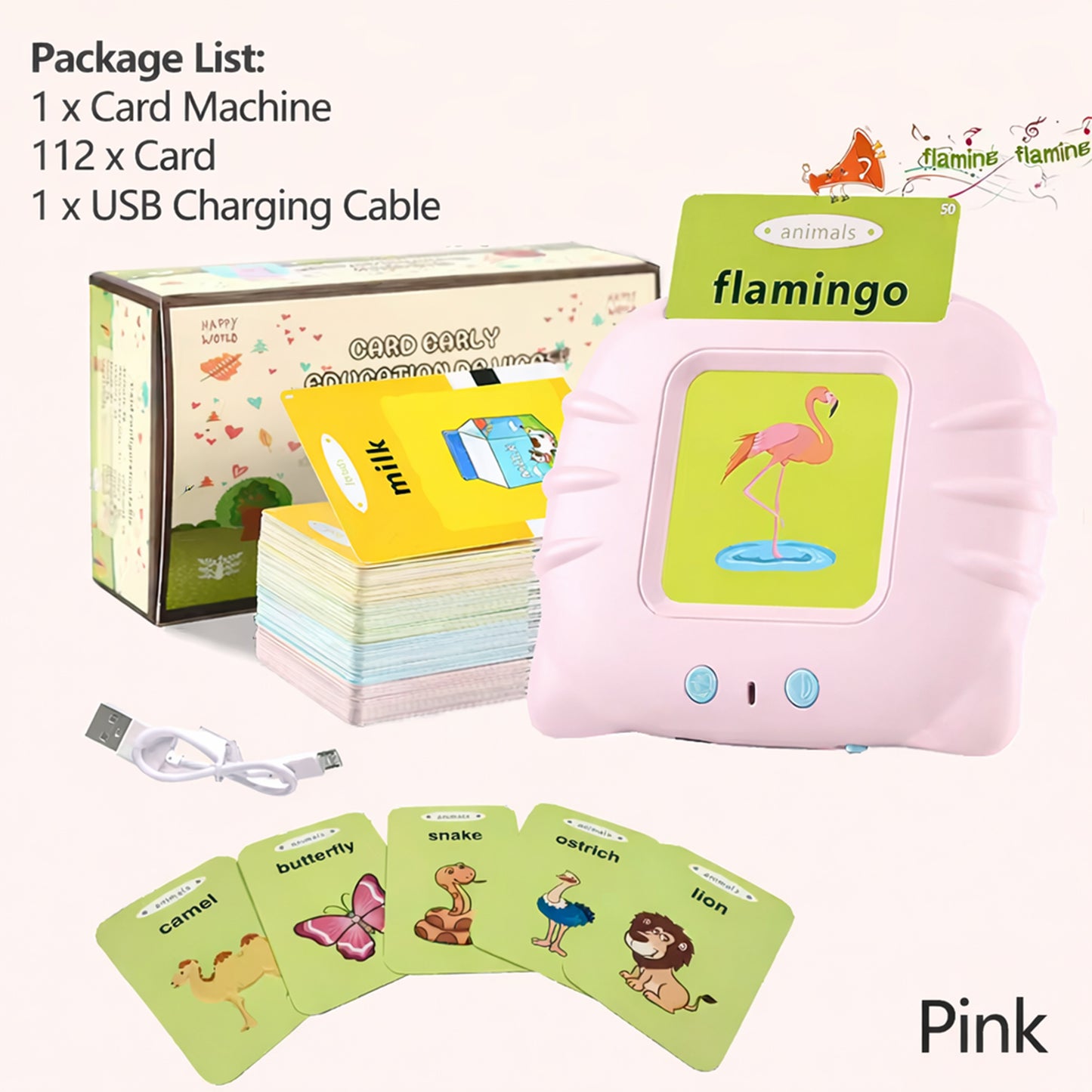 Talking Flash Cards Learning Toy - Audible Preschool English Machine - Educational Audio Vocabulary Gift for Kids