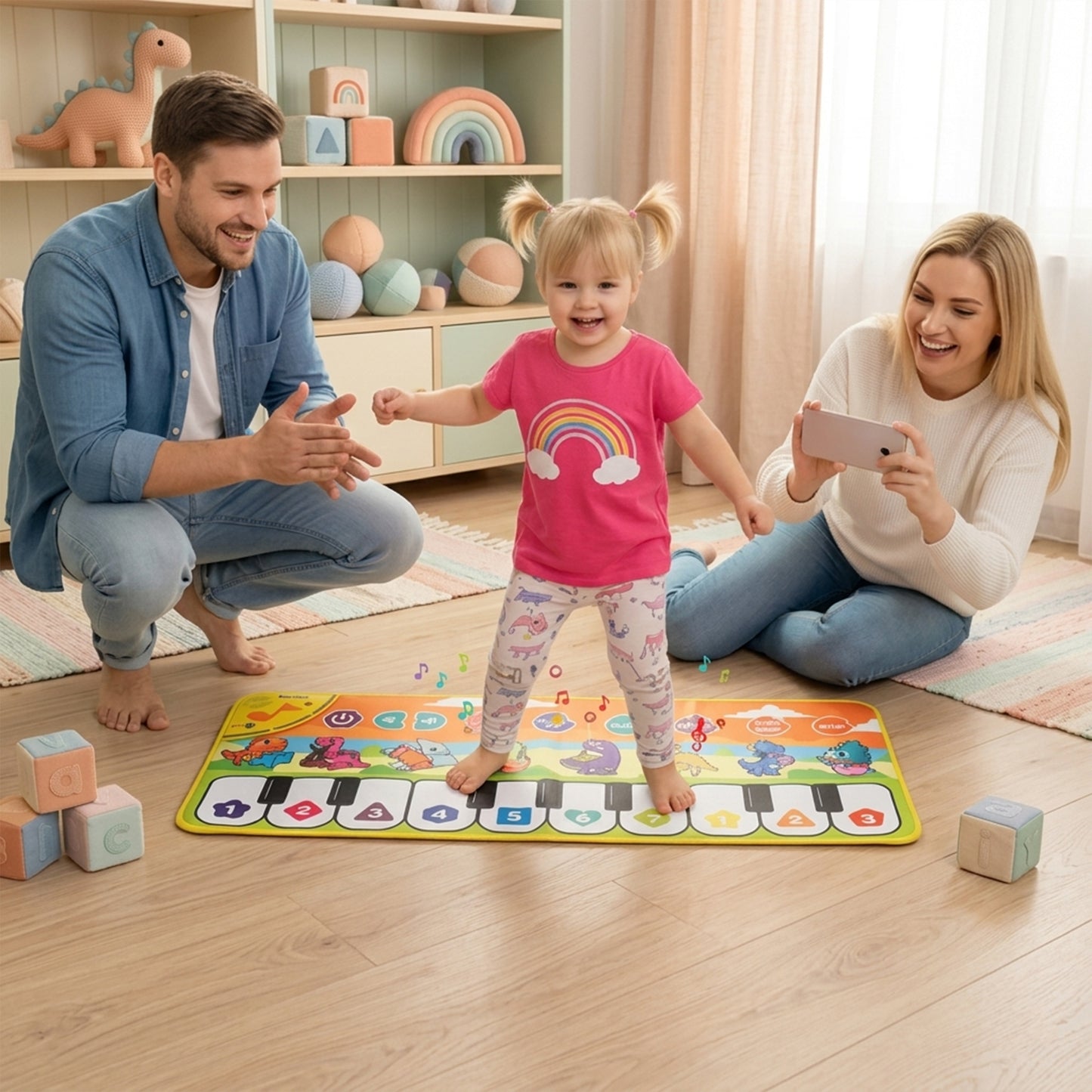 Musical Piano Mat for Toddlers - Floor Dance Carpet - Early Educational Music & Movement Toy Gift