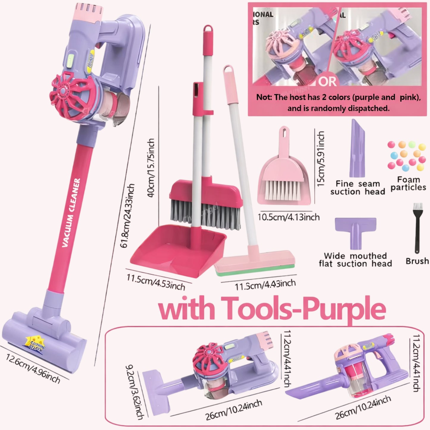 Kids Electric Vacuum Cleaner Playset - Realistic Housekeeping Set - Educational Cleaning Role Play Gift for Boys & Girls
