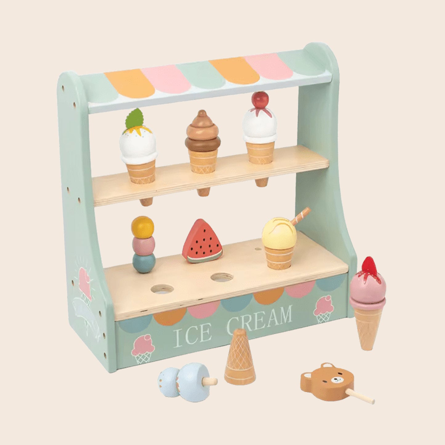 Interactive Ice Cream Counter Playset - Pretend Play Food & Kitchen Accessories with Coins - Educational Role Play Toy for Boys & Girls