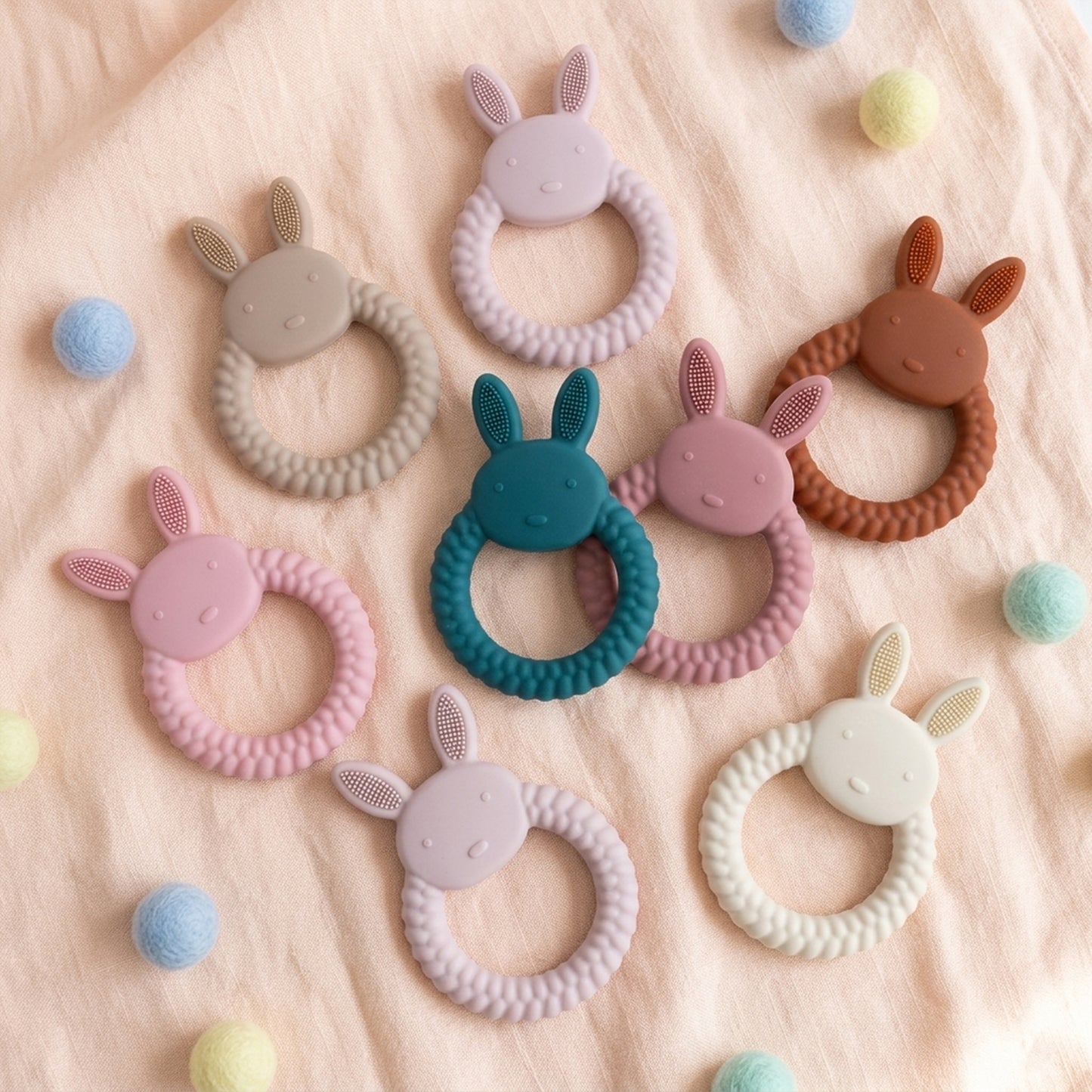 Silicone Baby Bunny Teether - Cartoon Nursing Molar Toy - Safe Teething & Chewing Gift for Babies