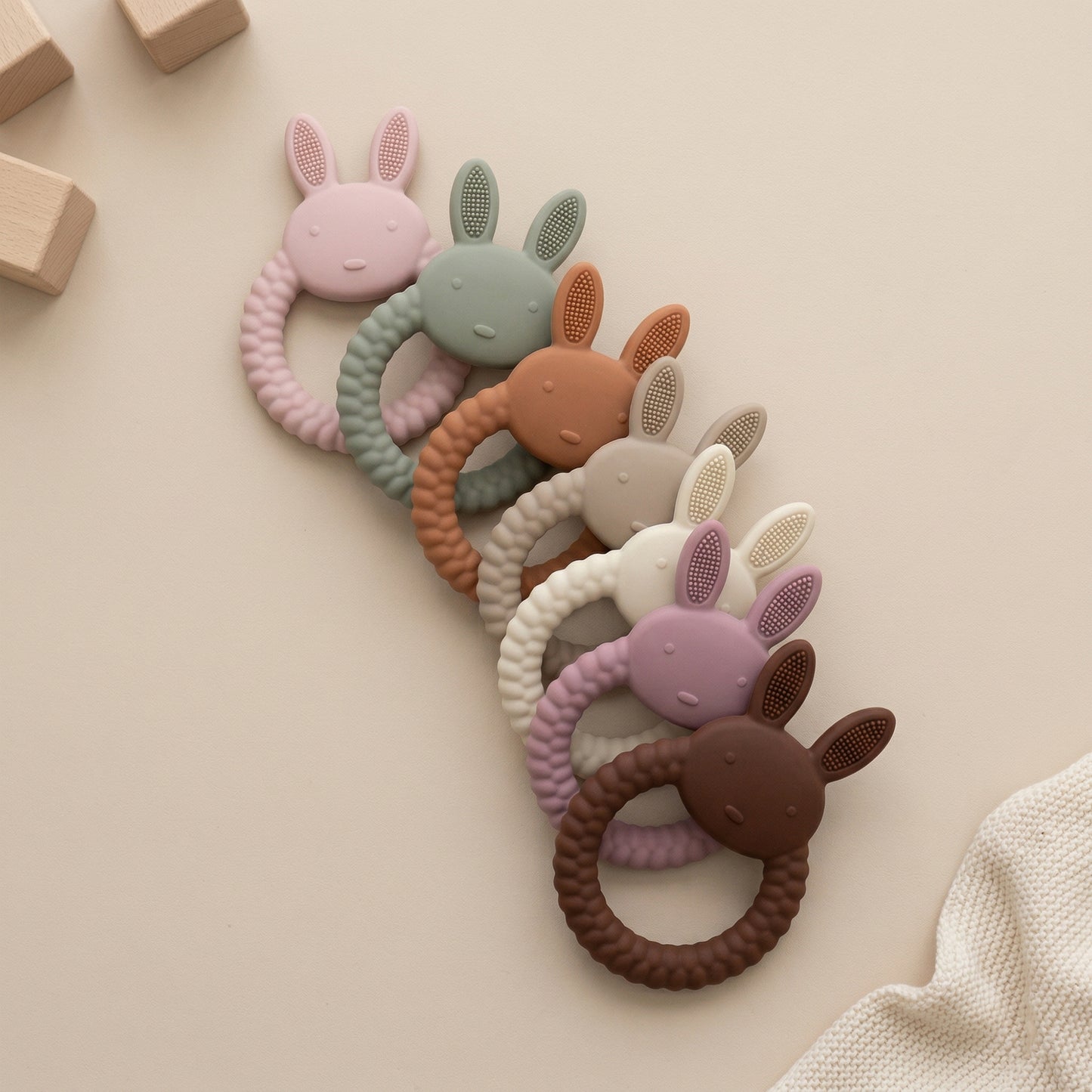 Silicone Baby Bunny Teether - Cartoon Nursing Molar Toy - Safe Teething & Chewing Gift for Babies
