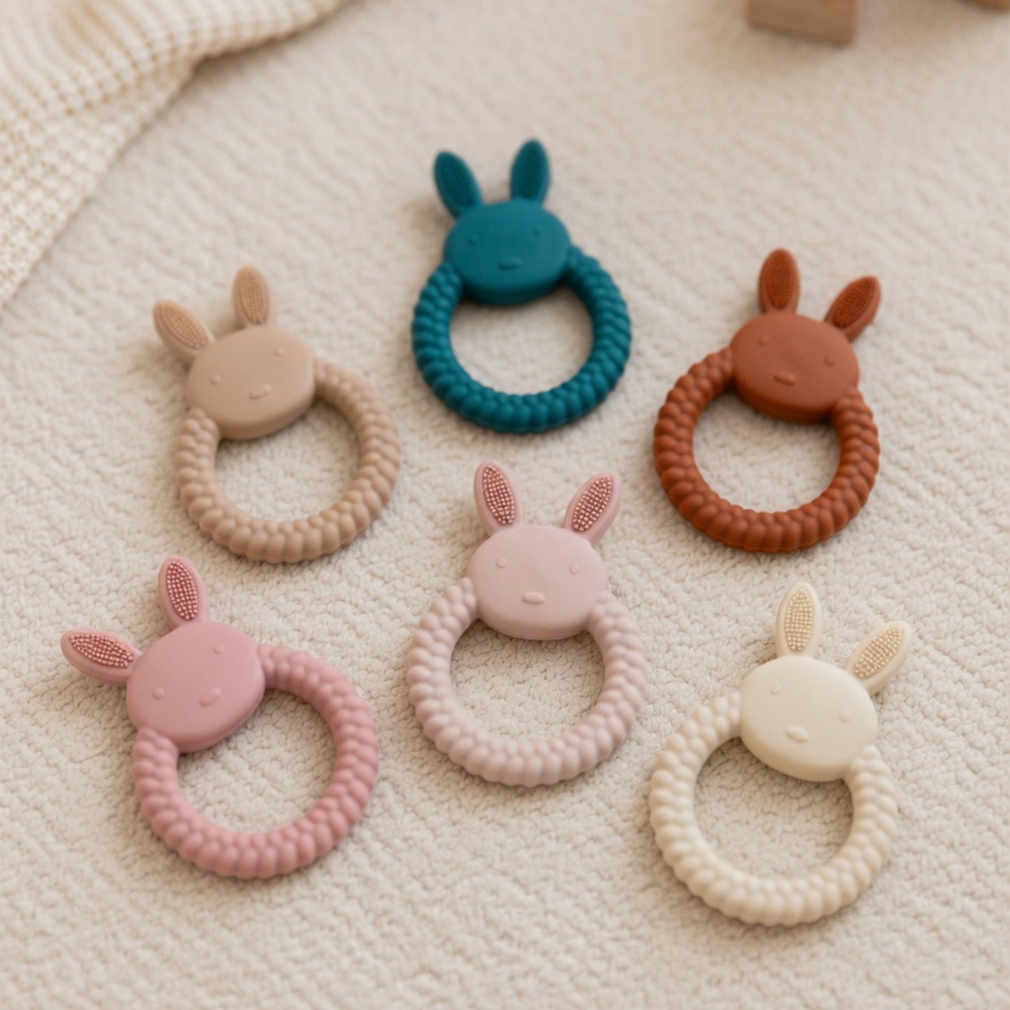 Silicone Baby Bunny Teether - Cartoon Nursing Molar Toy - Safe Teething & Chewing Gift for Babies