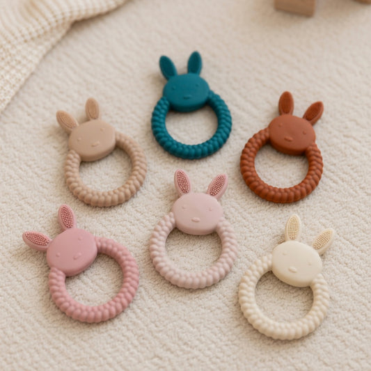 Silicone Baby Bunny Teether - Cartoon Nursing Molar Toy - Safe Teething & Chewing Gift for Babies