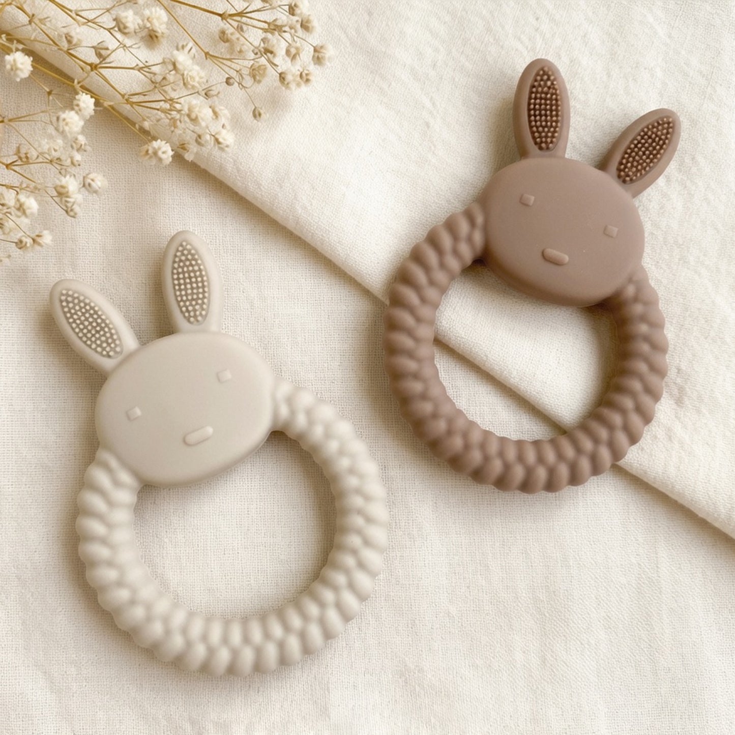 Silicone Baby Bunny Teether - Cartoon Nursing Molar Toy - Safe Teething & Chewing Gift for Babies