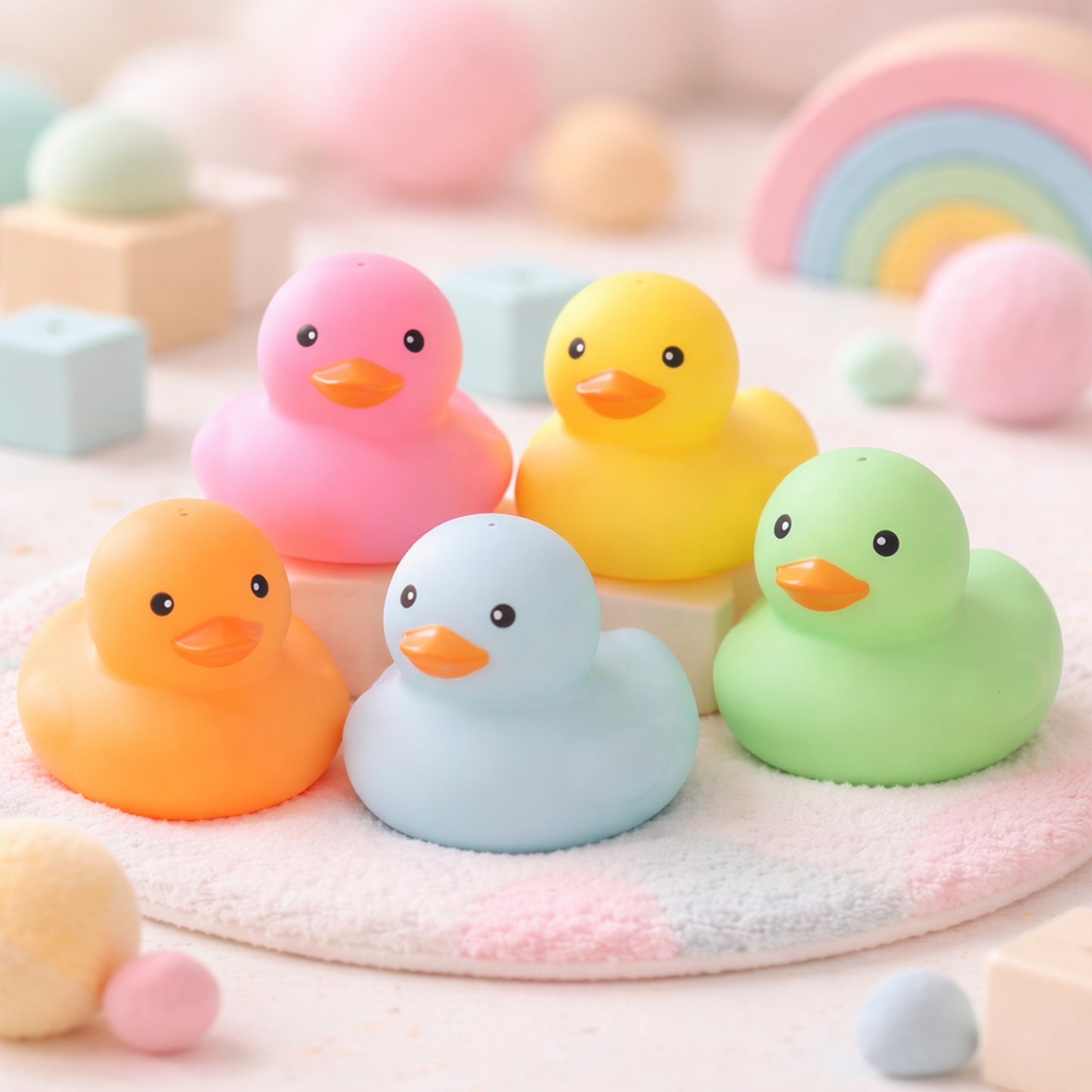 Multicolor Mini Rubber Ducks Set - Squeak & Float Bath Toys - Fun Water Play Tub Toys for Baby Shower & Birthday Gifts