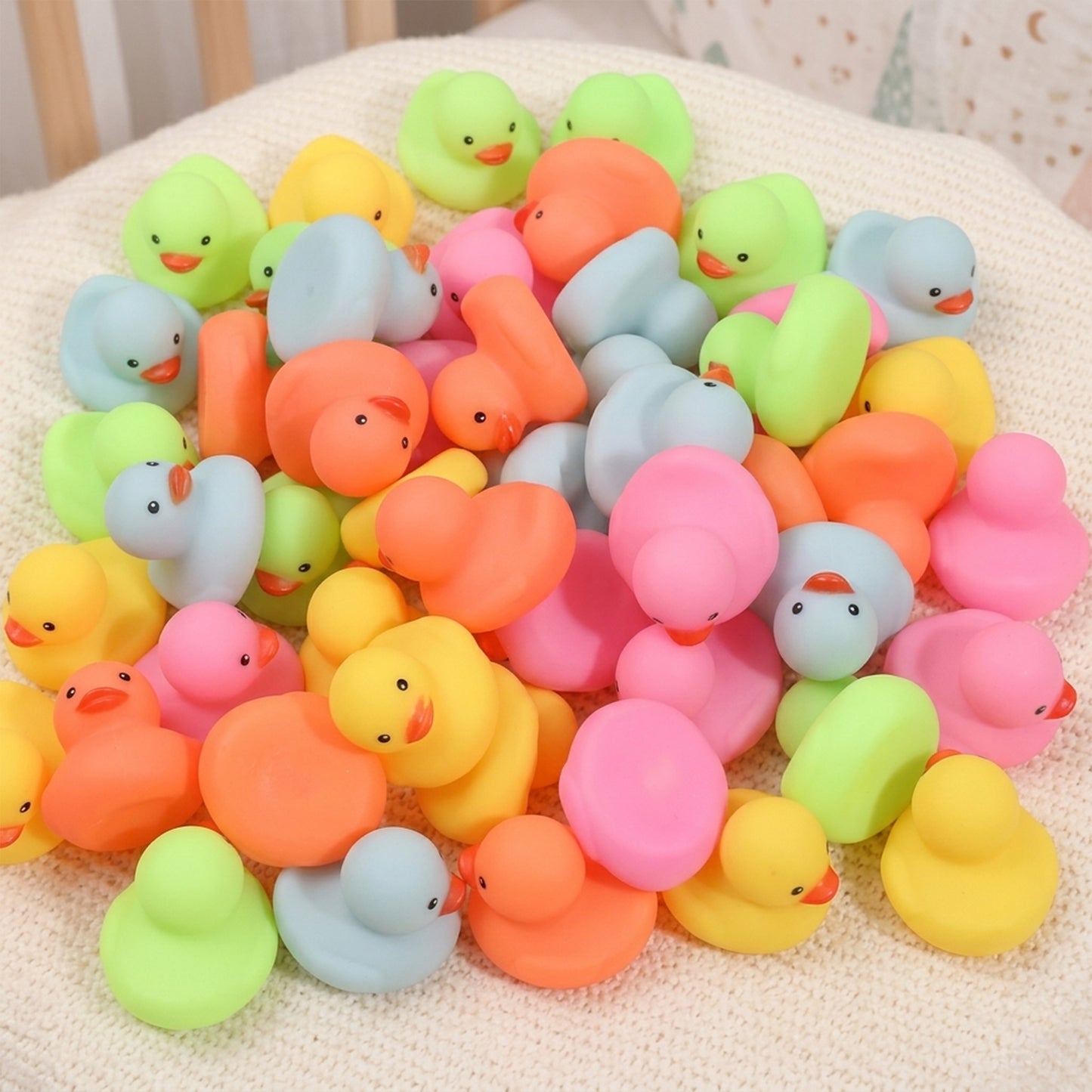 Multicolor Mini Rubber Ducks Set - Squeak & Float Bath Toys - Fun Water Play Tub Toys for Baby Shower & Birthday Gifts