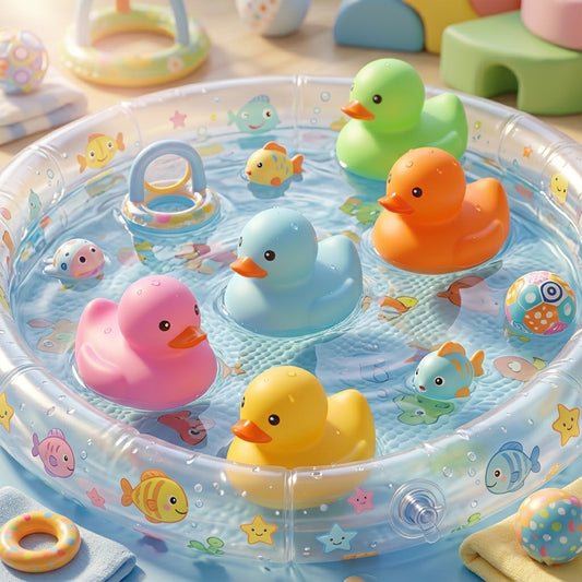 Multicolor Mini Rubber Ducks Set - Squeak & Float Bath Toys - Fun Water Play Tub Toys for Baby Shower & Birthday Gifts