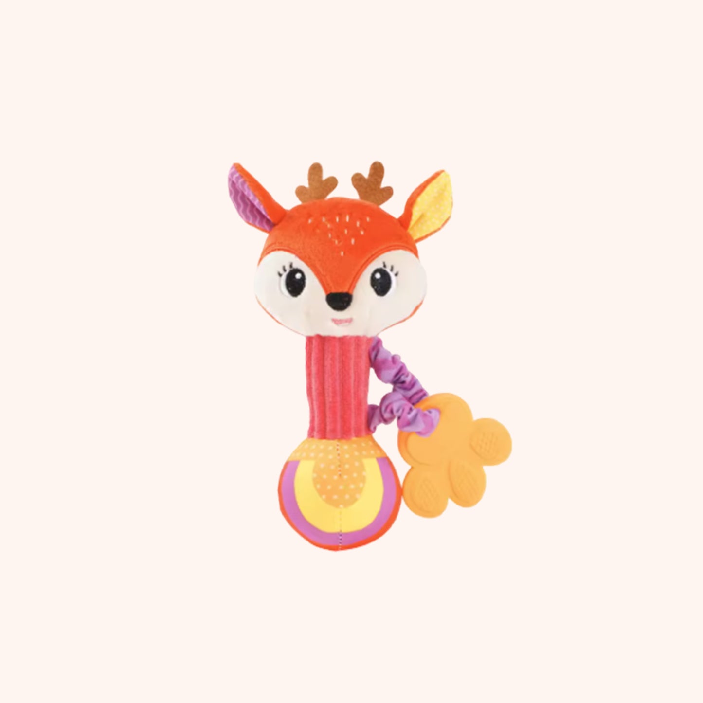 Soft Plush Baby Rattle - Cute Animal Squeaky & Crinkle Toy - Early Sensory Soothing Hand Grip Toy for Newborns