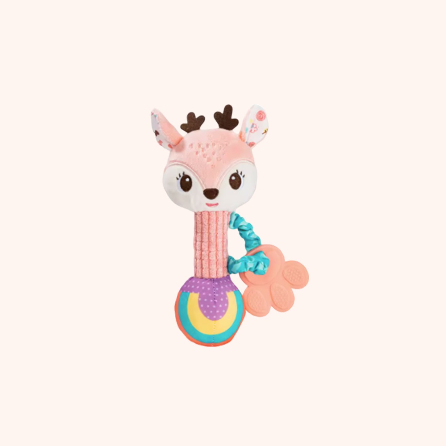 Soft Plush Baby Rattle - Cute Animal Squeaky & Crinkle Toy - Early Sensory Soothing Hand Grip Toy for Newborns