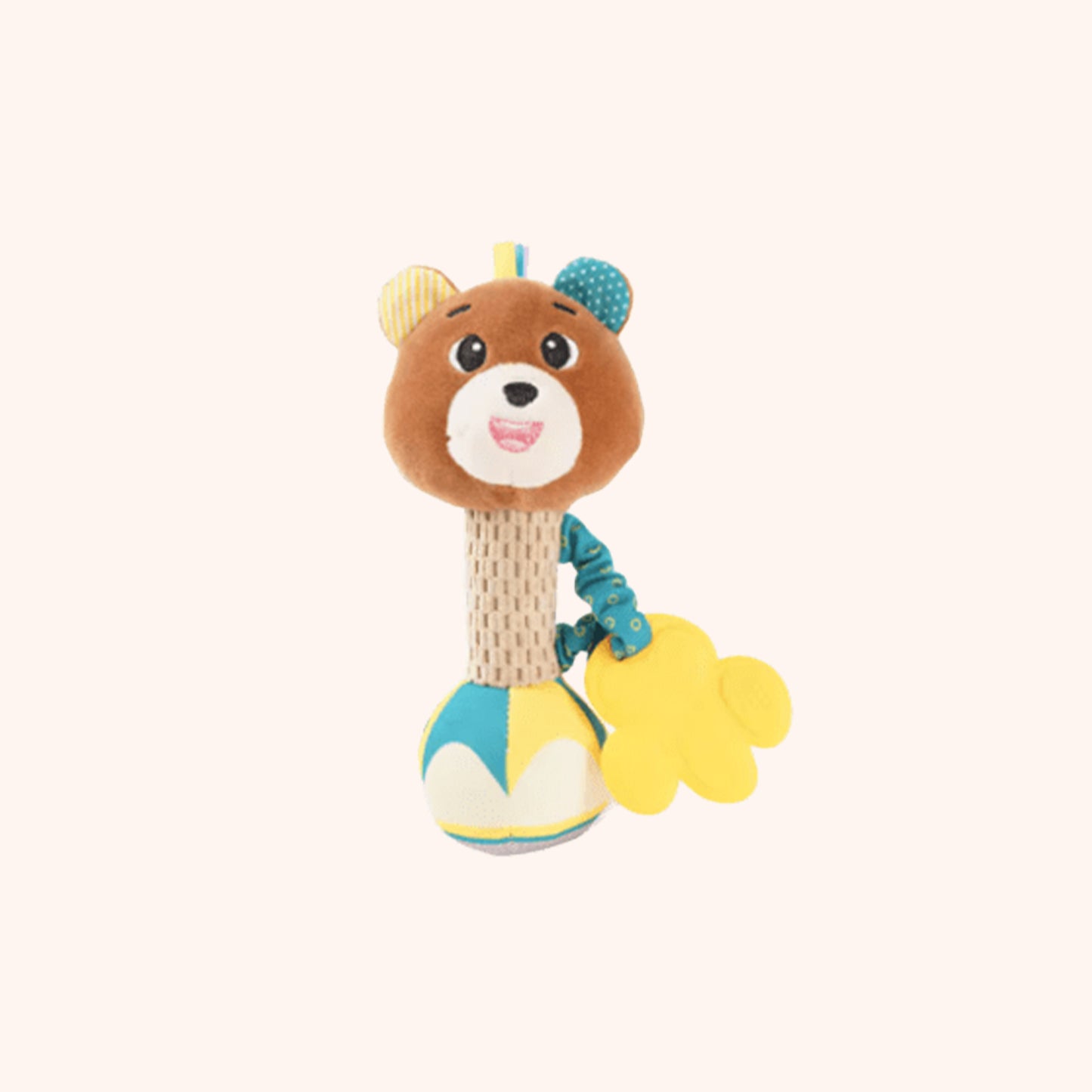 Soft Plush Baby Rattle - Cute Animal Squeaky & Crinkle Toy - Early Sensory Soothing Hand Grip Toy for Newborns