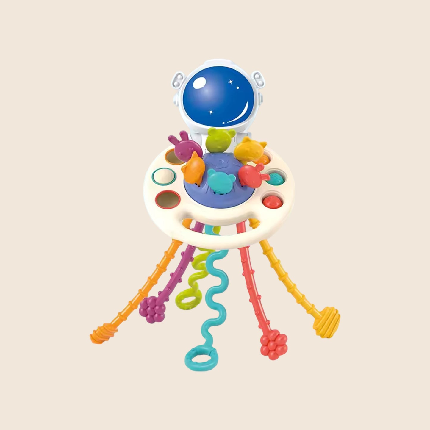 Silicone Sensory Pull Toy - 3-in-1 Baby Teether & Rattle Set - Learning & Development Toy for 6-12 Months