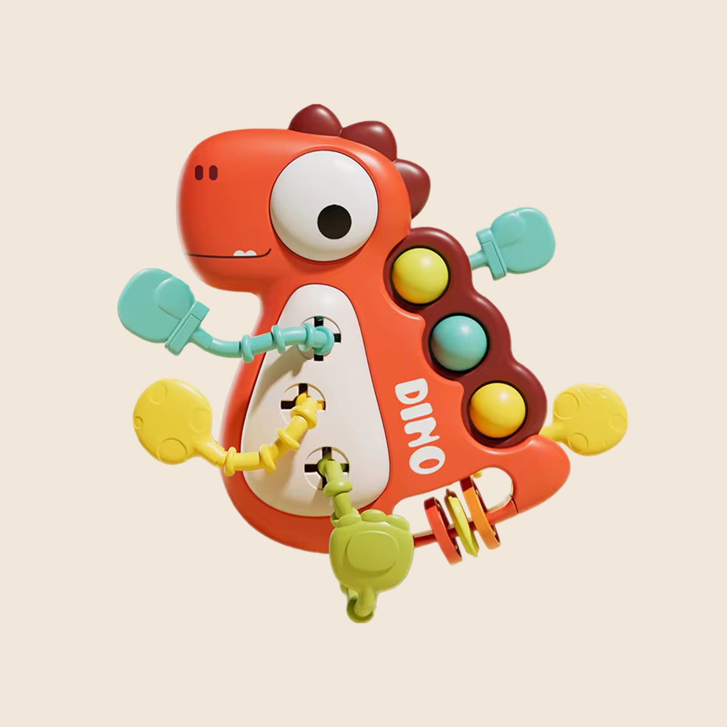 Silicone Sensory Pull Toy - 3-in-1 Baby Teether & Rattle Set - Learning & Development Toy for 6-12 Months