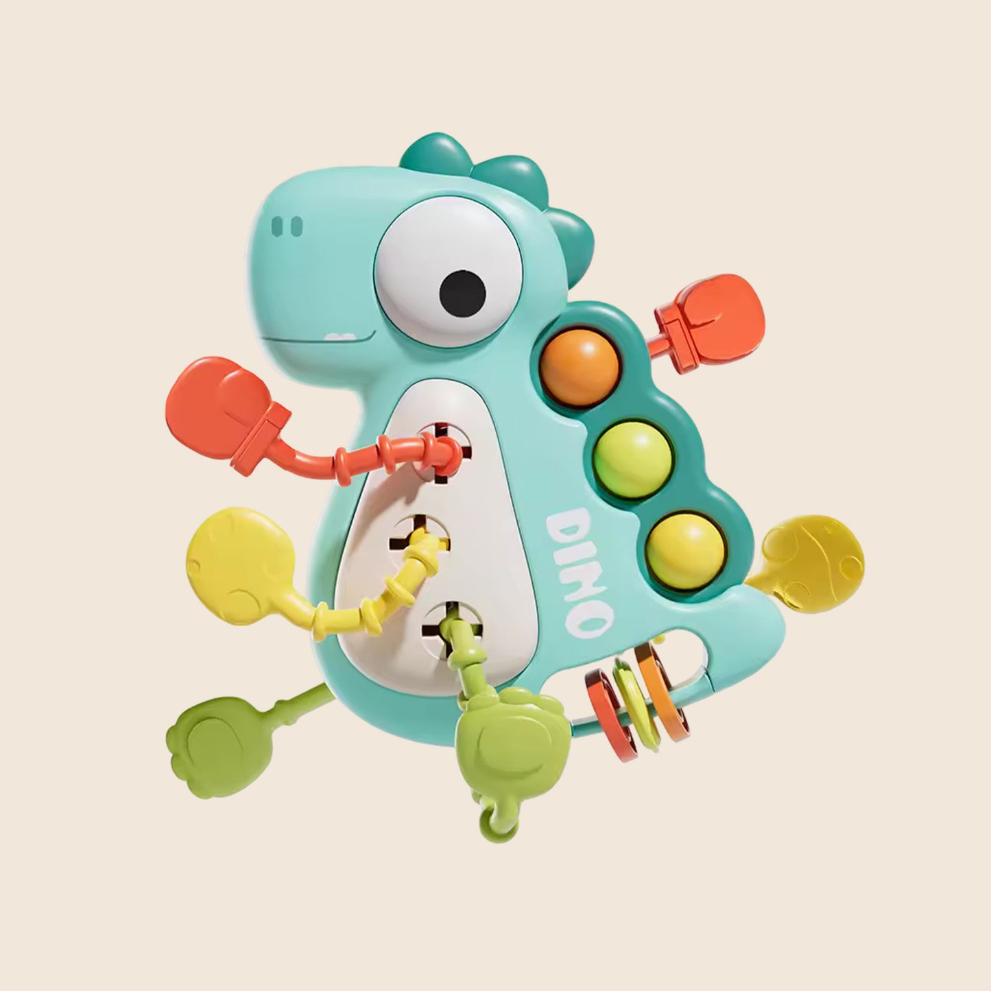 Silicone Sensory Pull Toy - 3-in-1 Baby Teether & Rattle Set - Learning & Development Toy for 6-12 Months