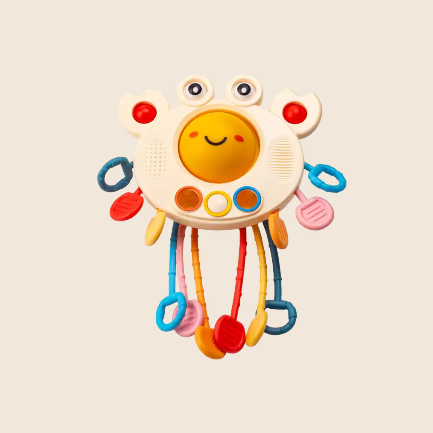 Silicone Sensory Pull Toy - 3-in-1 Baby Teether & Rattle Set - Learning & Development Toy for 6-12 Months