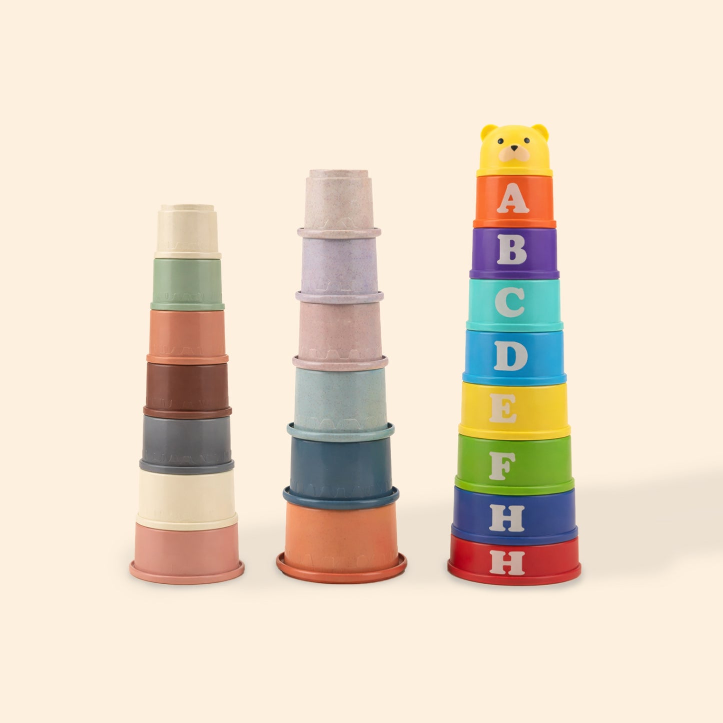 8-Piece Baby Stacking Cups Set - Fun Bath & Beach Nesting Toys - Early Learning Sensory Cups for Water & Sand Play (0-12 Months)