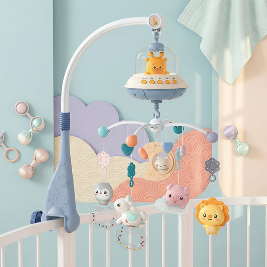Remote Control Baby Crib Mobile - Starry Sky Projection & Soothing Music - 360 Rotating Musical Bed Bell for Babies