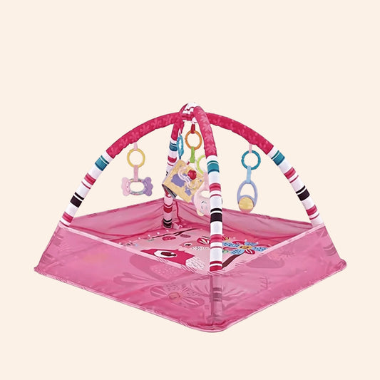 3-in-1 Baby Fitness Play Mat - Activity Gym with Safety Fence - Early Enlightenment Toy Set with Cloth Book Gift