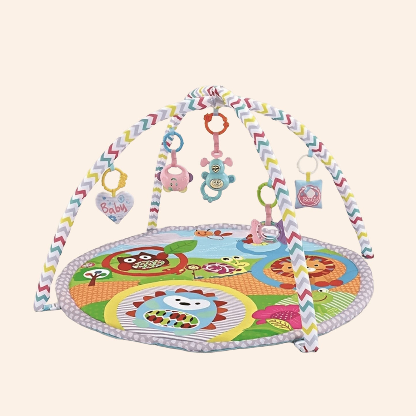 3-in-1 Baby Fitness Play Mat - Activity Gym with Safety Fence - Early Enlightenment Toy Set with Cloth Book Gift