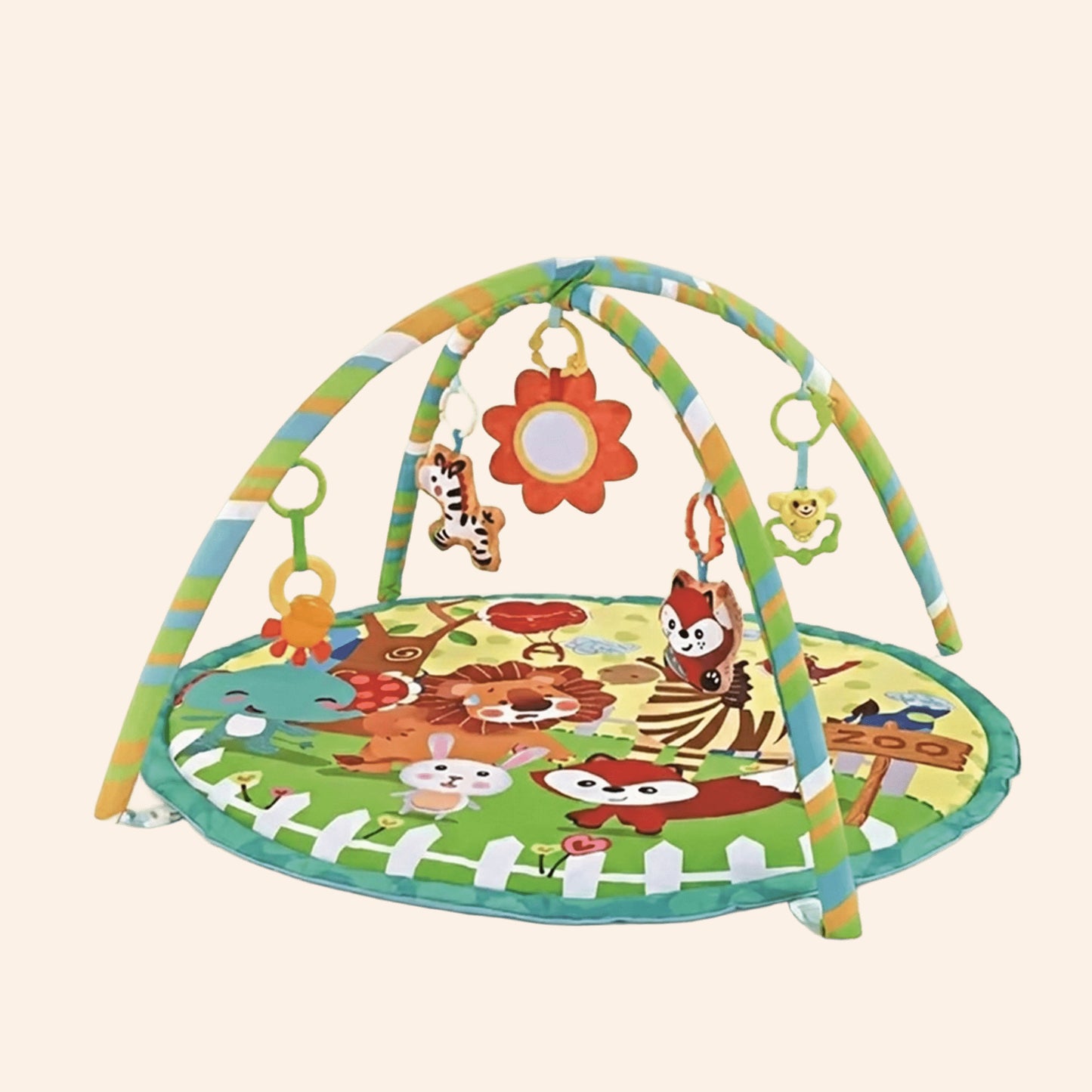 3-in-1 Baby Fitness Play Mat - Activity Gym with Safety Fence - Early Enlightenment Toy Set with Cloth Book Gift