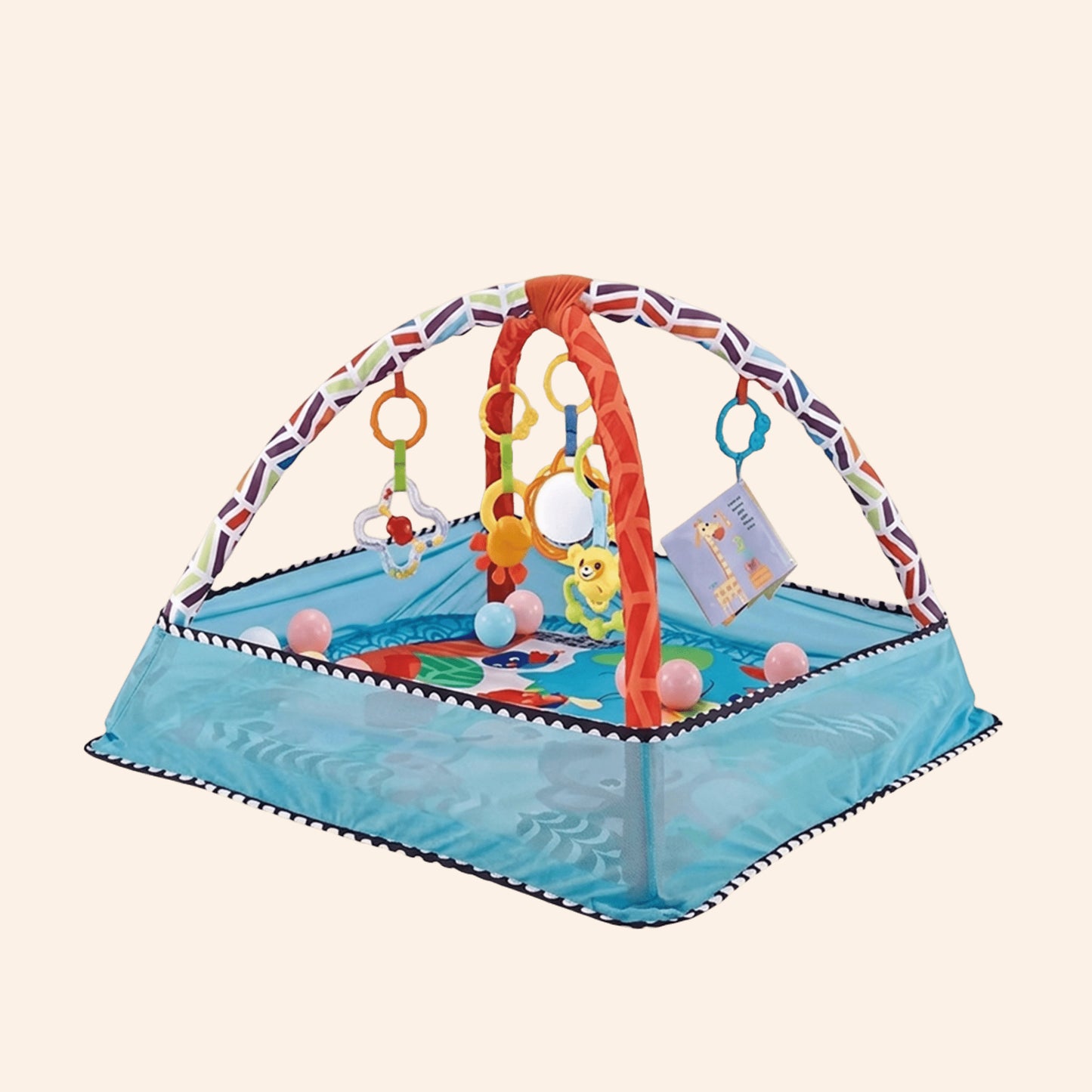 3-in-1 Baby Fitness Play Mat - Activity Gym with Safety Fence - Early Enlightenment Toy Set with Cloth Book Gift