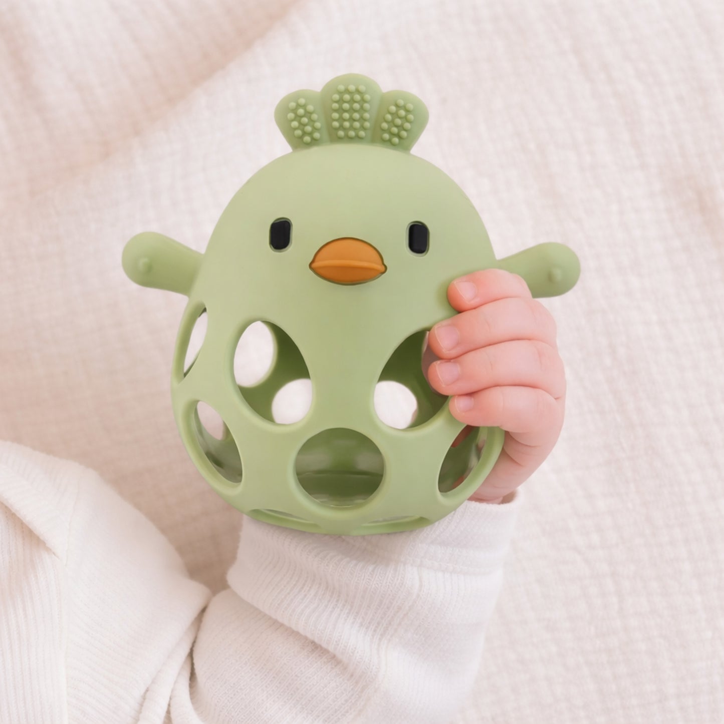 Silicone Chick Baby Teether - Easy-Grip Hollow Design - Food-Grade Soft Chewing Toy for Teething Relief