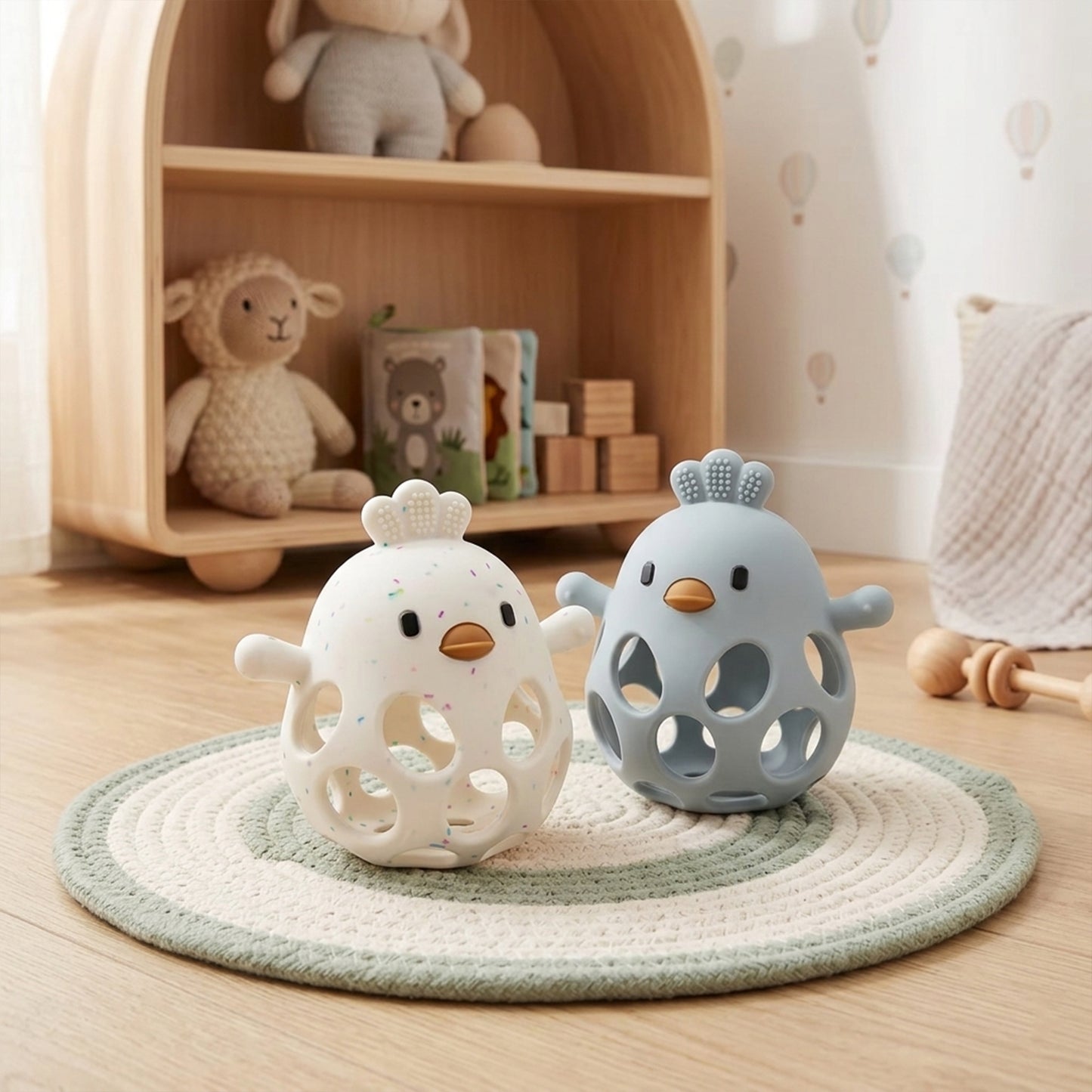 Silicone Chick Baby Teether - Easy-Grip Hollow Design - Food-Grade Soft Chewing Toy for Teething Relief
