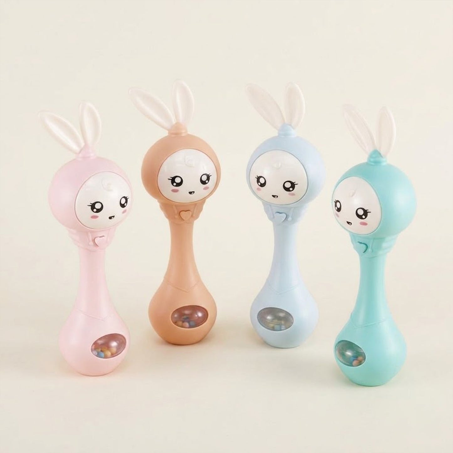 Smart Bunny Music & Light Rattle - Intelligent Baby Media Toy for Newborns - Smart Shake Early Educational Sensory Toy with Sound & Shine Features