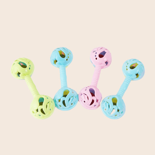 3-Piece Double-Headed Baby Hand Rattles - Newborn Sensory Shaker Toys - Hand-Holding Bell Set for Infants & Toddlers - Baby Shower Gift Items