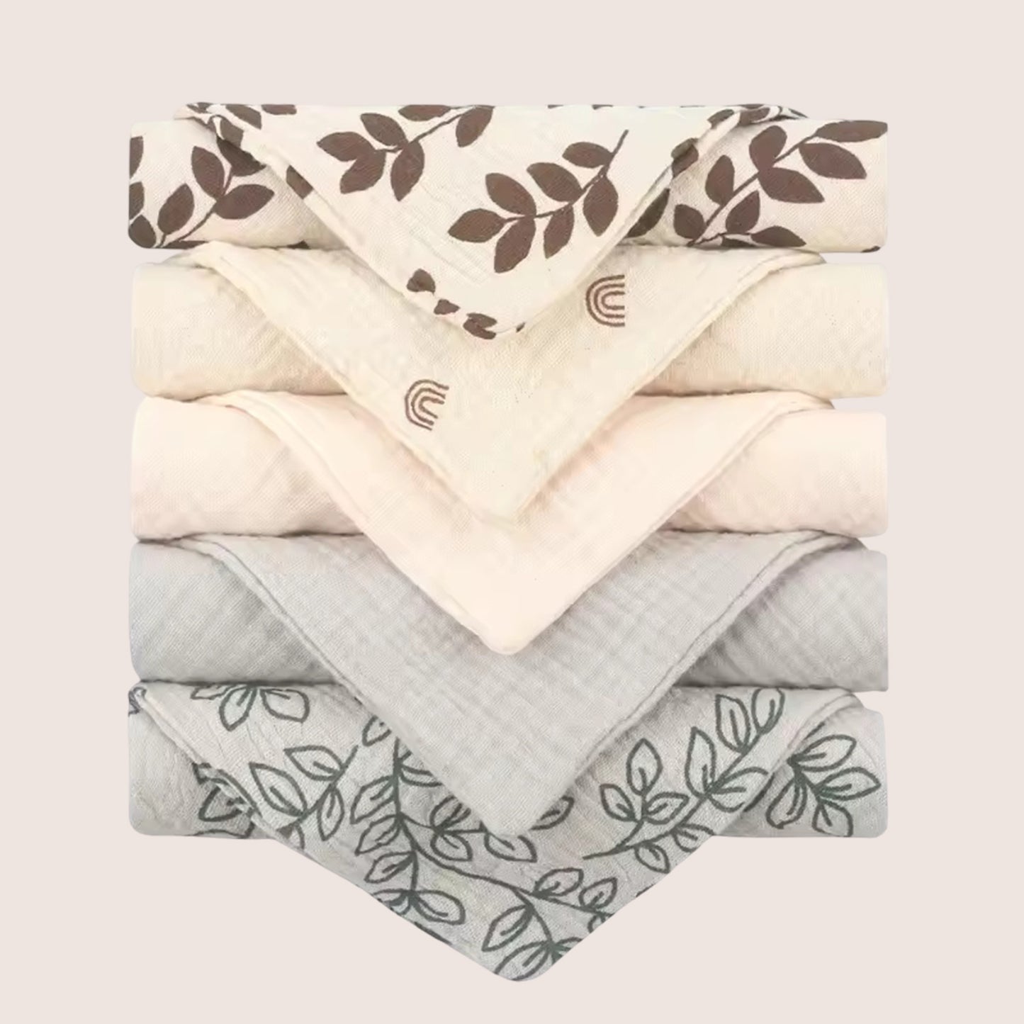 5-Piece Soft Cotton Baby Face Towels - Absorbent Gauze Washcloths for Bathing & Feeding - Newborn Handkerchief Set