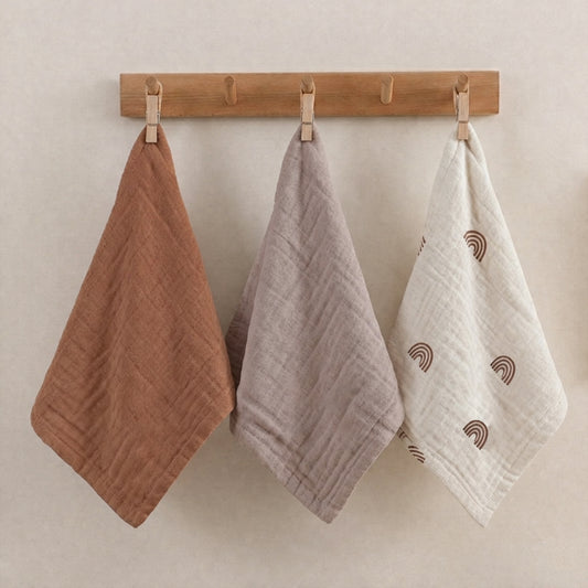 5-Piece Soft Cotton Baby Face Towels - Absorbent Gauze Washcloths for Bathing & Feeding - Newborn Handkerchief Set