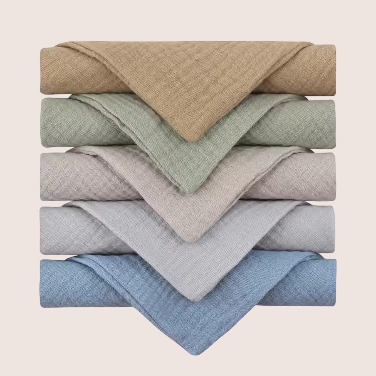 5-Piece Soft Cotton Baby Face Towels - Absorbent Gauze Washcloths for Bathing & Feeding - Newborn Handkerchief Set