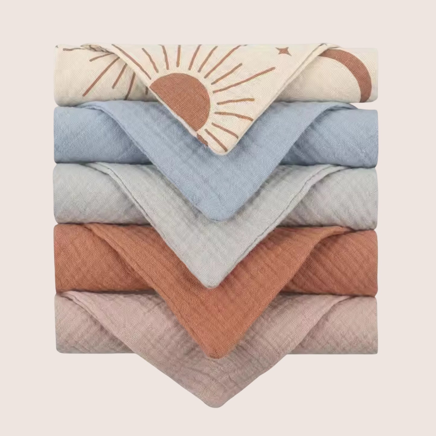 5-Piece Soft Cotton Baby Face Towels - Absorbent Gauze Washcloths for Bathing & Feeding - Newborn Handkerchief Set