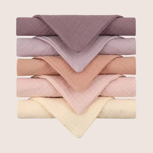 5-Piece Soft Cotton Baby Face Towels - Absorbent Gauze Washcloths for Bathing & Feeding - Newborn Handkerchief Set