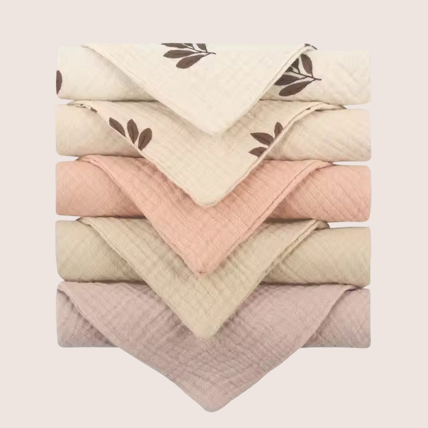 5-Piece Soft Cotton Baby Face Towels - Absorbent Gauze Washcloths for Bathing & Feeding - Newborn Handkerchief Set