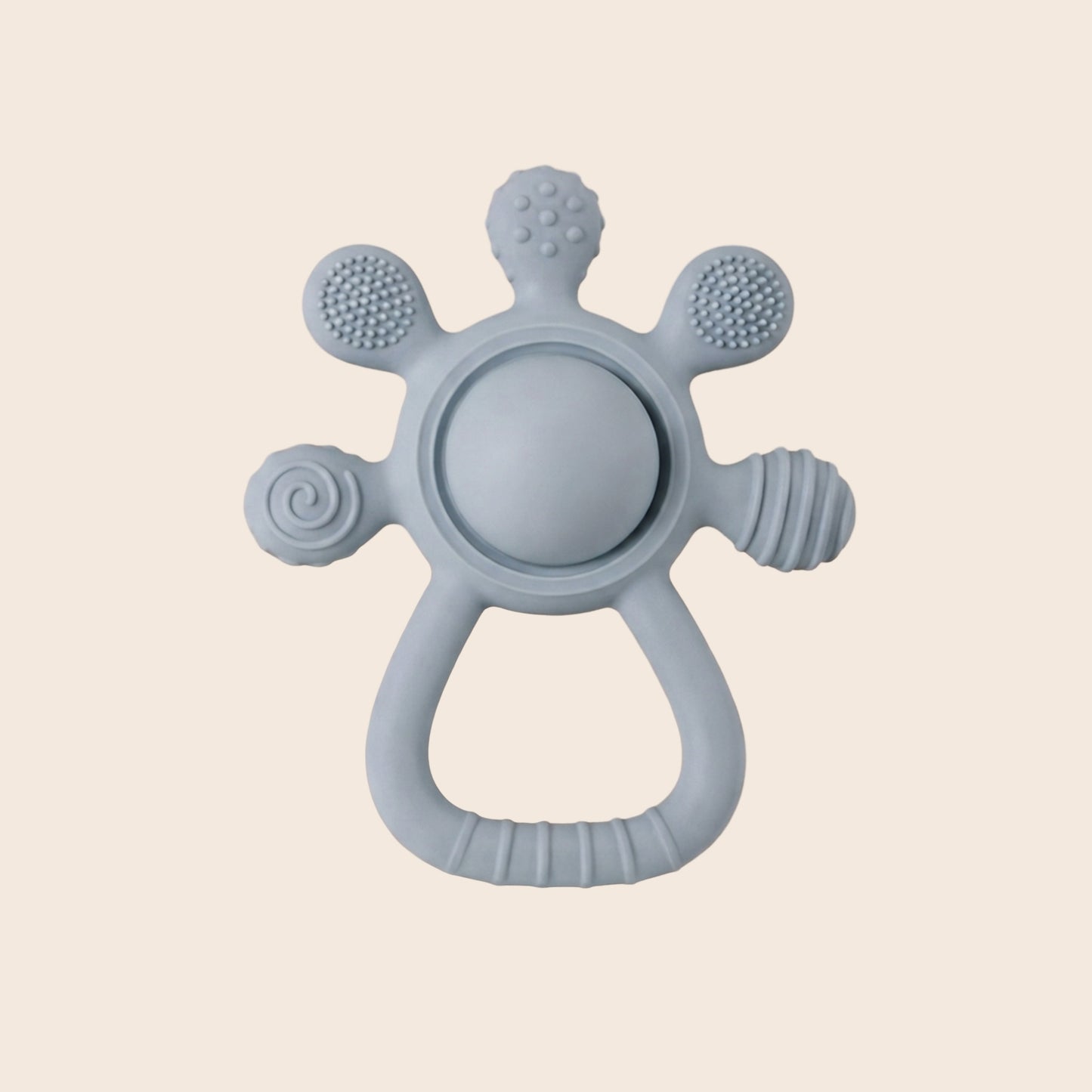 2-in-1 Silicone Rattle & Teether Toy - Soft Baby Chew Toy for Sore Gums - Easy-Grip Palm Teething Toy for Newborns